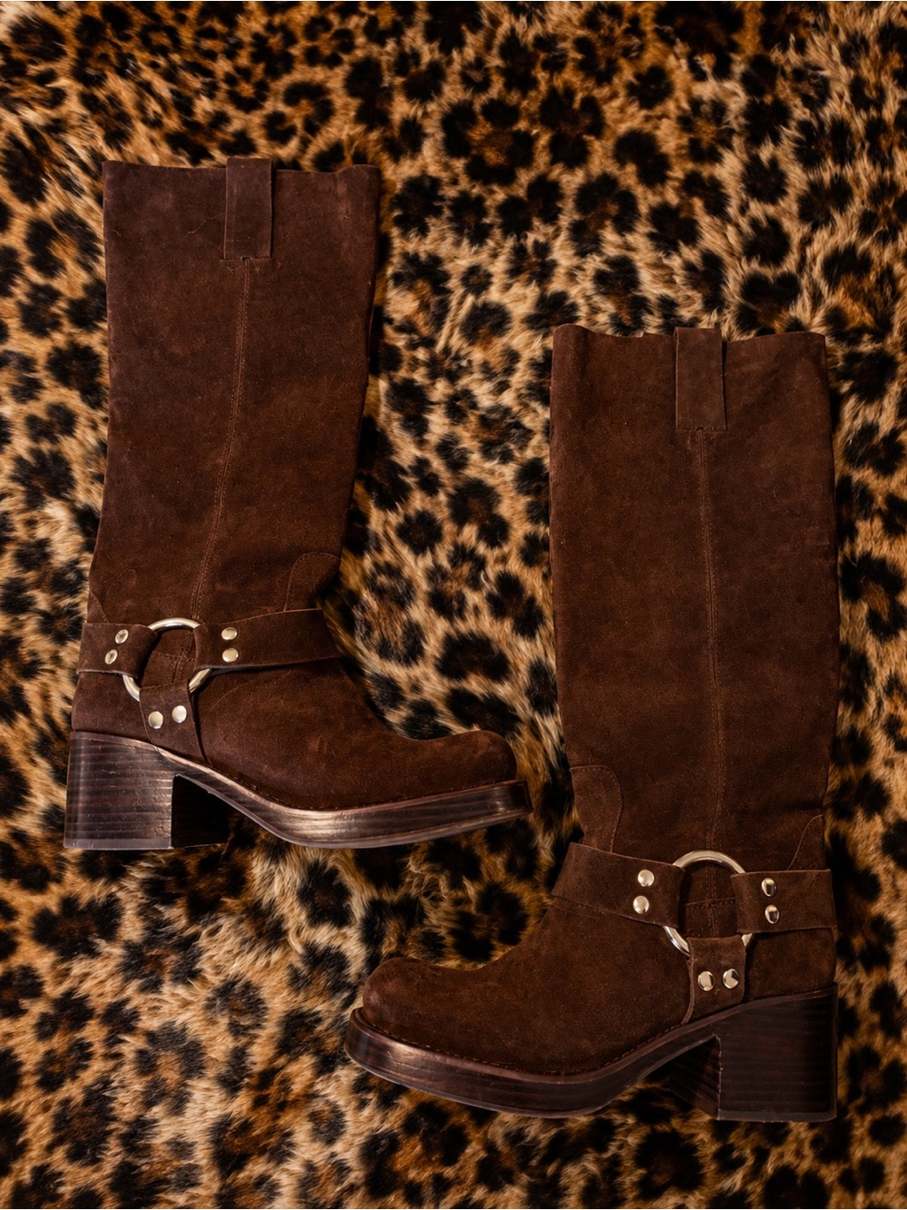 Jeffrey Campbell Brown Suede Knee High Harness Boots